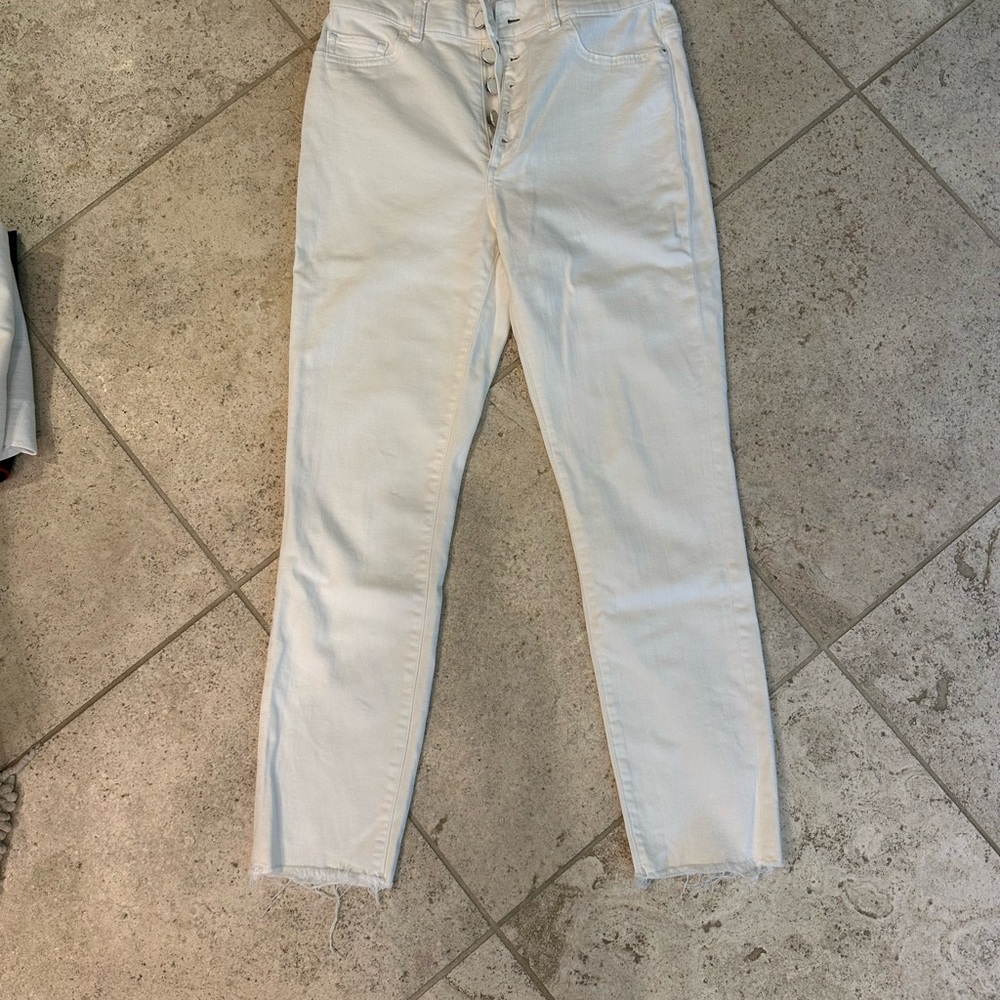 DL 1961 Farrow cropped high rise skinny white jean